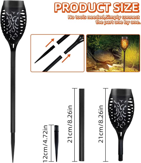 Solar Lights Outdoor Garden, 6-pack Solar Flickering Dancing Flames Lights, Waterproof Solar Torch Lights Landscape Lighting