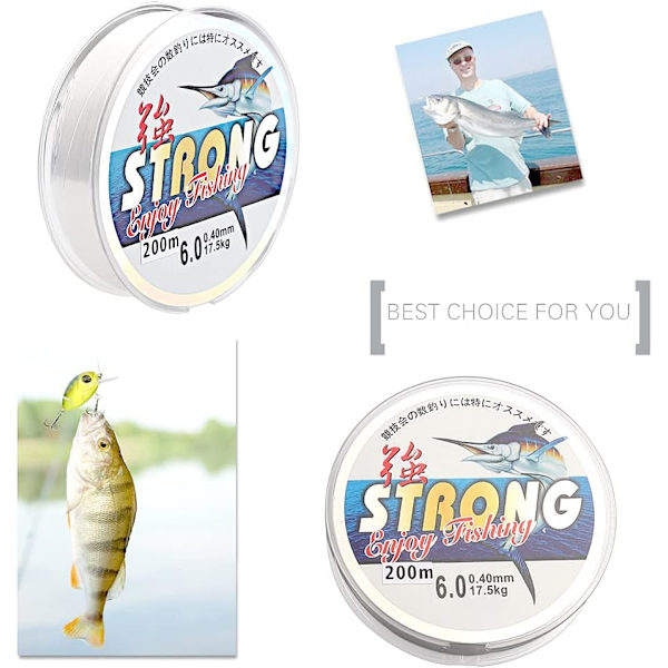200 M fiskesnøre, 0,4 mm nylon fiskesnøre 6,0 spole klar monofilament line usynlig fiskesnøre til fiskeri hængende håndværk Transparent 0.4mm