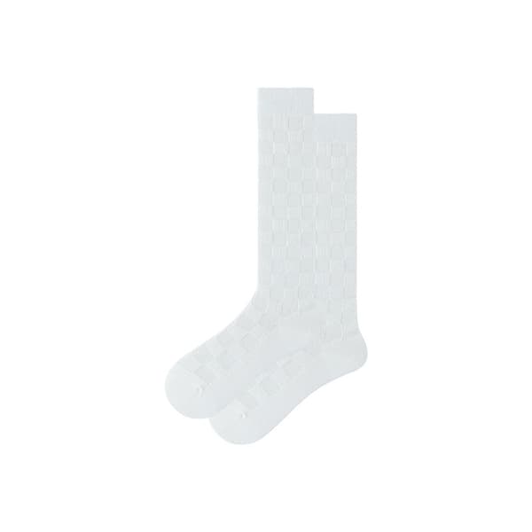 Halkfria vadderade strumpor, vita, långa, tryckavlastande, slimmande rutor