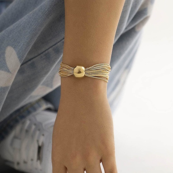 Kraftig geometrisk sfære choker halskæde kæde og armbånd tykke halskæder håndkæder punk smykker til kvinder og piger BraceletsGold