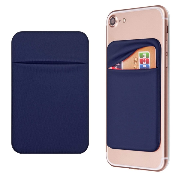 Mobillomme Selvklebende kortholder Stick On Wallet Sleeve med 3M selvklebende kort-ID Kredittkort Minibankkortholder 2 pakke (blå)