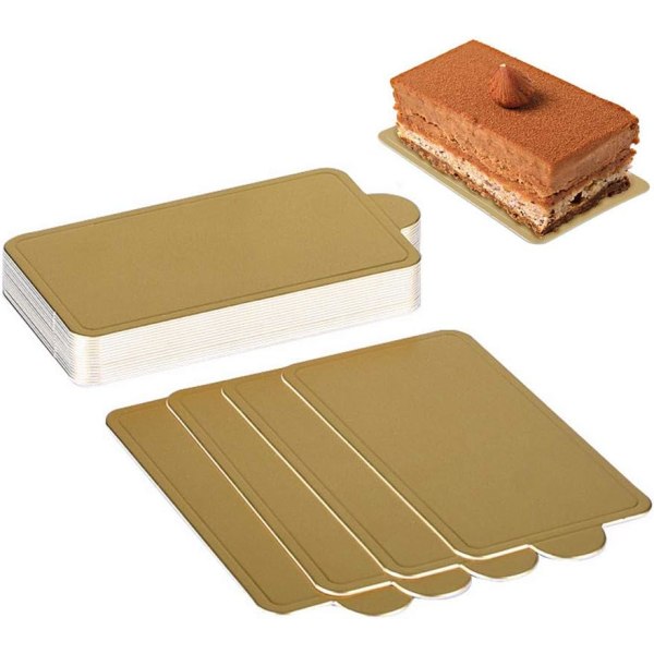 Mini karton kagebunde, 100 stk. Golden Mousse kageplader kagepapirtallerkener Dessertbrætbasefedt til bryllupsfødselsdag (firkantet) Square