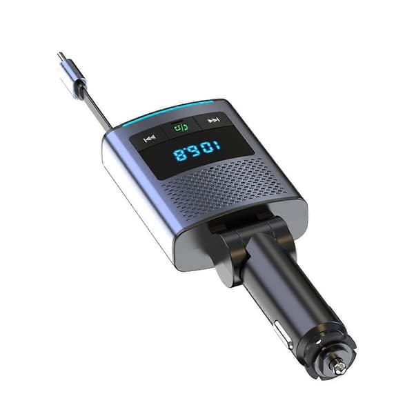 BC99 Bil Bluetooth FM-sender Mobiltelefon Notebook Billader med Uttrekkbar Kabel Superrask