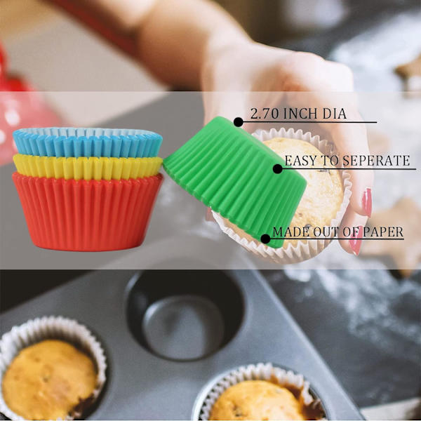ll sekoitetun väriset paperiset cupcake-kotelot leivontakupit, rasvaa hylkivät cupcake-kotelot leivontaan, minikuppikäärepaperikupit muffinikupit cupcake-vuoka, paperileivonta Mixed Color