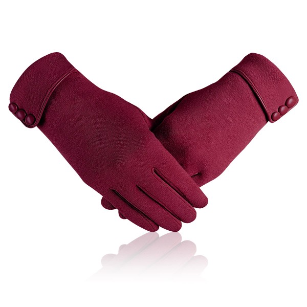 Pekskärmshandskar för damer - Vintervarma handskar, thermal pekskärm för dam Helfingervantar Vindtäta fodrade Tjocka varmare handskar för presenter,röd