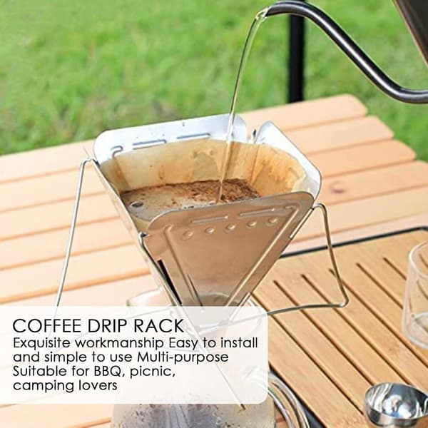 Kaffefilter, bærbart filterkonus i rustfrit stål, foldbart, til rejser, vandreture, picnic, camping