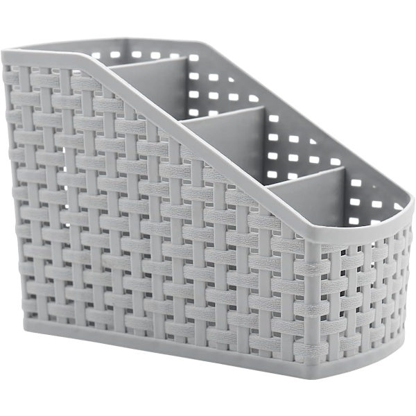 Oppbevaringskurv, Kosmetikkboks Organizer, Plast Oppbevaringsboks Skrivebord 4 Rutenett Under-rutenett Oppbevaringsboks Multifunksjonell Oppbevaring for Skrivebord Kontor Soverom C Grey 4 Grid