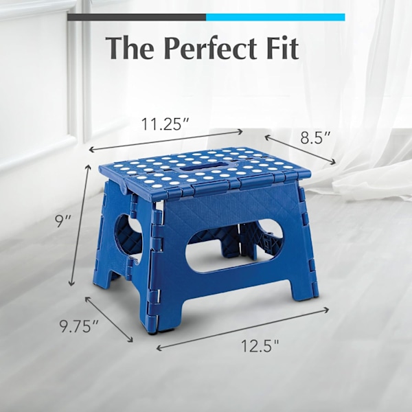 Sammenleggbar trinnkrakk - Den lette trinnkrakken er robust nok til å støtte voksne og trygg nok for barn. Åpnes enkelt med ett kast. Flott for Blue 9Inch  2PACK