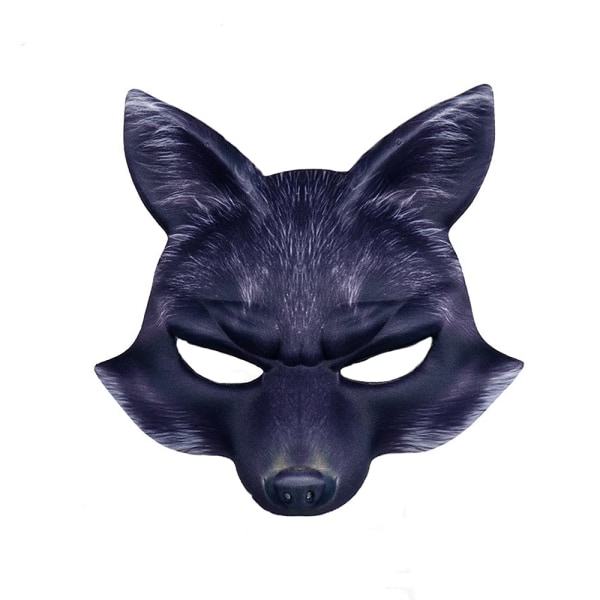 Halloween kunstig revemaske Animal Elegant Cosplay-maske for Halloween Cosplay Party Fancy Dress-tilbehør (Black Fox)