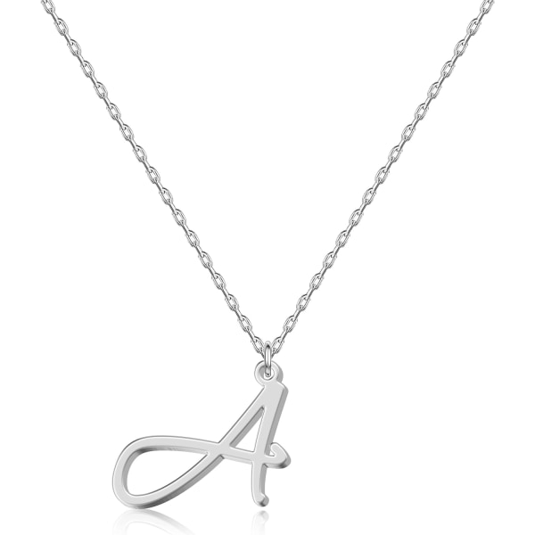 Personalized Initial Necklace - Handwritten Script Style Stainless Steel Minimalist jewelry - Non-Fading & Hypoallergenic - Gift Bag Included - 16"