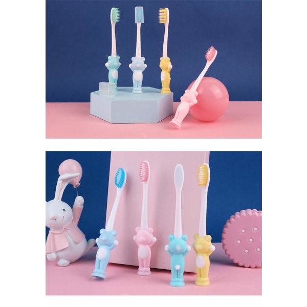 Barnens tandborstar Småbarns tandborste Söt design Mjuka borst Pojkar Flickor för barn 2-6 år 4-pack med färgglad härlig söt design