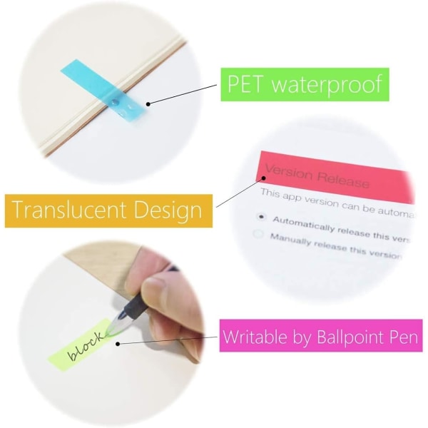 1800 stk. klæbende noter, 10 farver sidemarkør indeksfaner, pil klæbende faner til skole og kontor, selvklæbende klæbende noter til markering multicoloured 1420