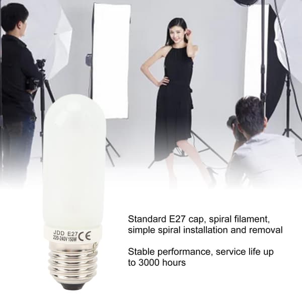 2 stk. JDD Fotostudio blits pære E27 Modellampe 150w 240v studio Strobe