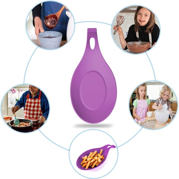 zl Ske Rest, Silikon Ske Rest, Køkken Silikon Ske Rest, Køkken Silikon Ske Holder, Madlavning Ske Rest, Madlavningsredskab Rest, til Spatel Purple