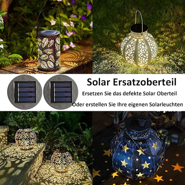 Aurinkovalojen korvaava yläosa LED-lampuilla Aurinkopaneelin lyhtykannen valot Korvaava yläosa Lamppu Vaihto-osa Ulkokäyttöön ripustettavaksi