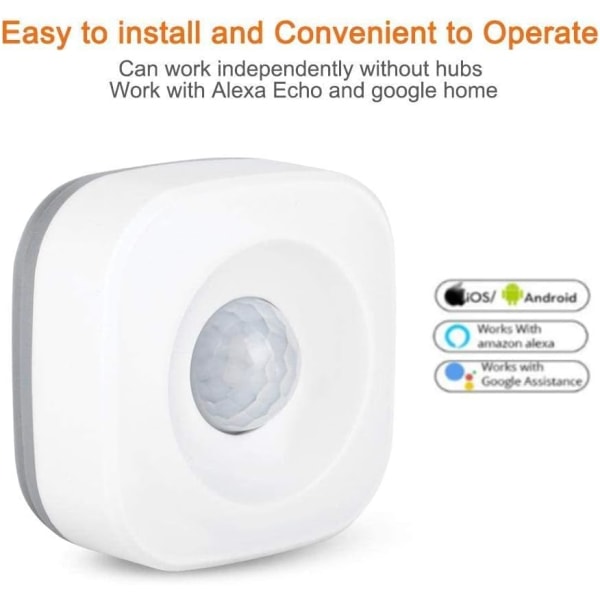 arm System Trådløs WiFi Smart PIR Bevægelsessensor Detektor Kompatibel med TUYA/Smart Life App White