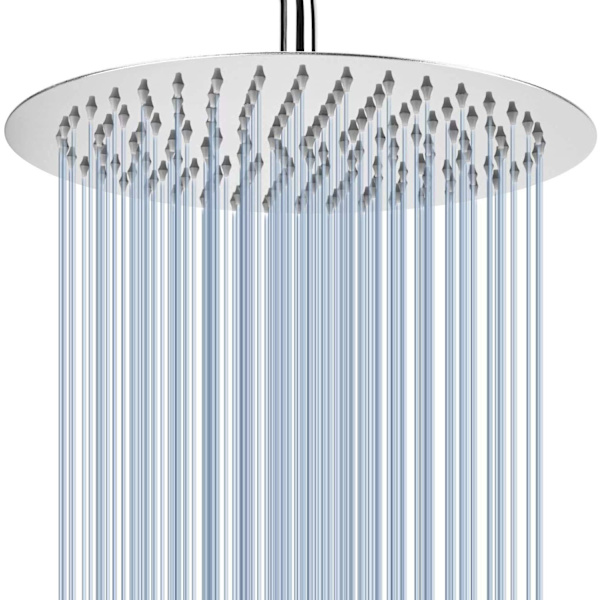 Regnbruserhoved, Voolan 12\" Stor Rund Højtryksbruserhoved Fremstillet af 304 Rustfrit Stål, Luksuriøst Moderne Look - Universal Væg- og Loftmontering Chrome 12 inch