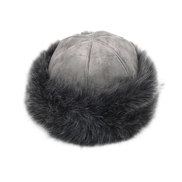 Kvinder hat til vinter Cossak russisk stil hat Flurry Fleece Fisherman Fashion varm kasket (grå)