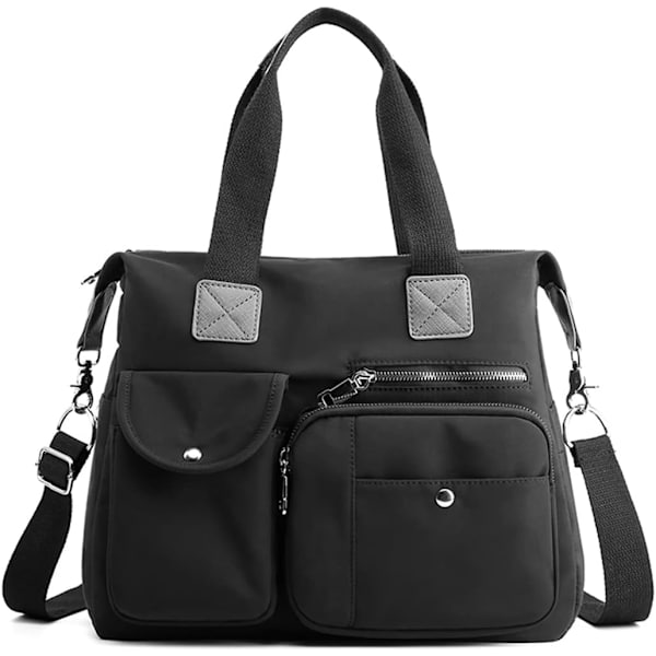 Tote tasker til kvinder - stilfuld nylon dame skuldertaske - top håndtaske - multi lommer - arbejds tasker - vandafvisende rejse crossbody messenger taske