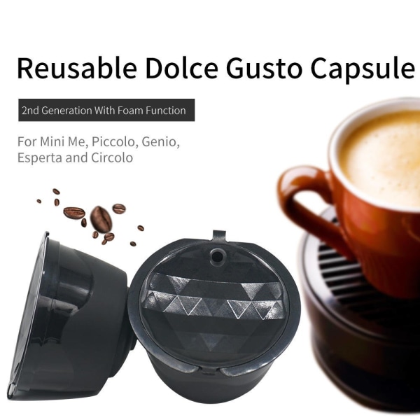 2st rostfritt stål påfyllningsbar kaffemaskin Filterkapselkopp för Dolce Gusto Set (x)