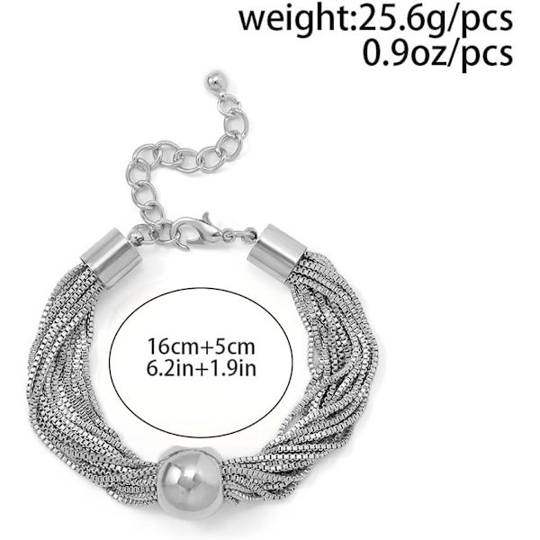 Kraftig geometrisk sfære choker halskæde kæde og armbånd tykke halskæder håndkæder punk smykker til kvinder og piger BraceletsSilver