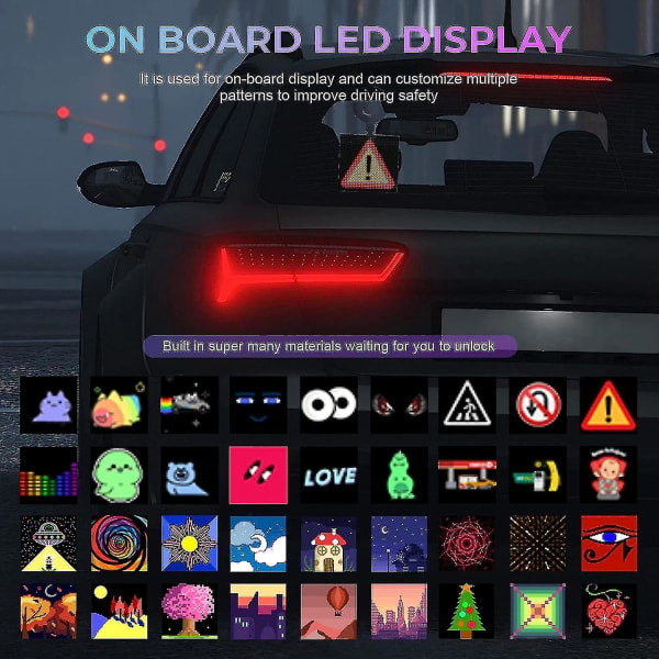 Pixel Display Skärm, Smartphone App Kontroll Led Car Sign Screen Anpassat textmönster Animation Programmerbar LED-skärm