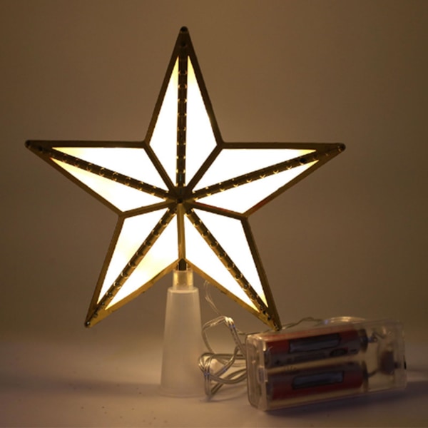 Opplyst juletre topper, 6,7 tommer 3D stjerne juletre topper med LED lys, juletre topp stjerne for juletrepynt (gull)