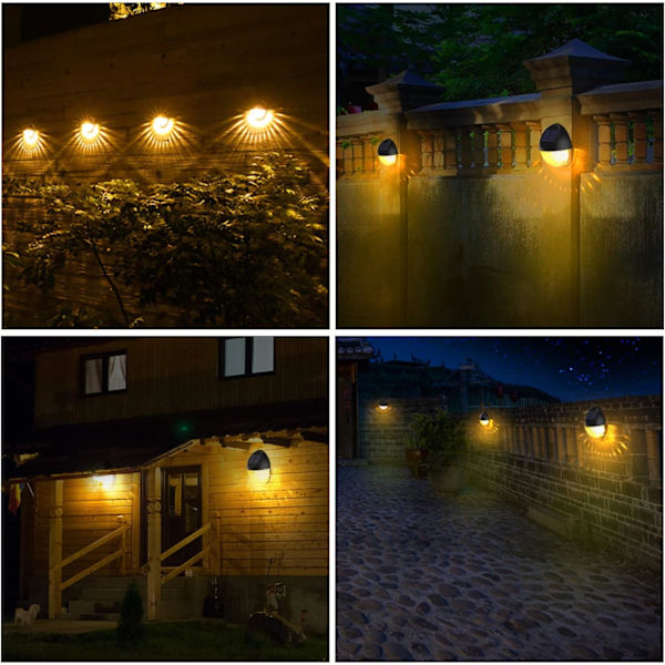 KMASHI Solcelle Gjerdelys, Solcelle Hagebelysning, Solcelle Utendørslys for Hage, Gjerde, Terrassebruk, Varm Hvit (8-pakning) Black Size2
