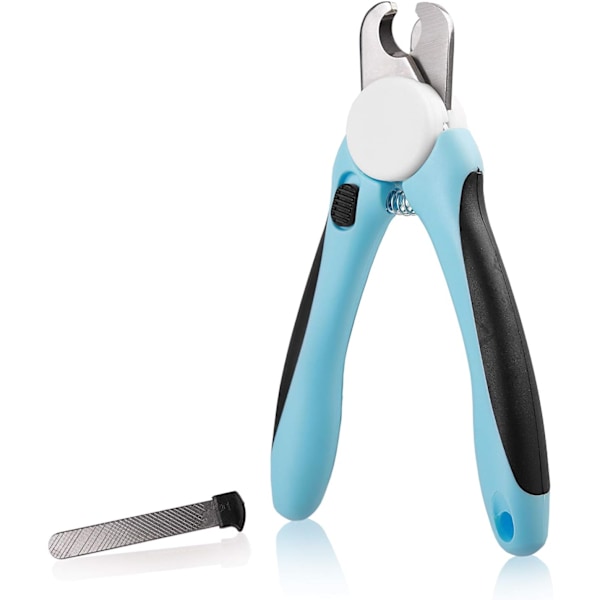 KLOKlipp för hundar och katter - Premiumkvalitet - Klosax och trimningsverktyg med säkerhetsskydd. Undvik att klippa klorna för kort + Gratis nagelfil. Robust Blue