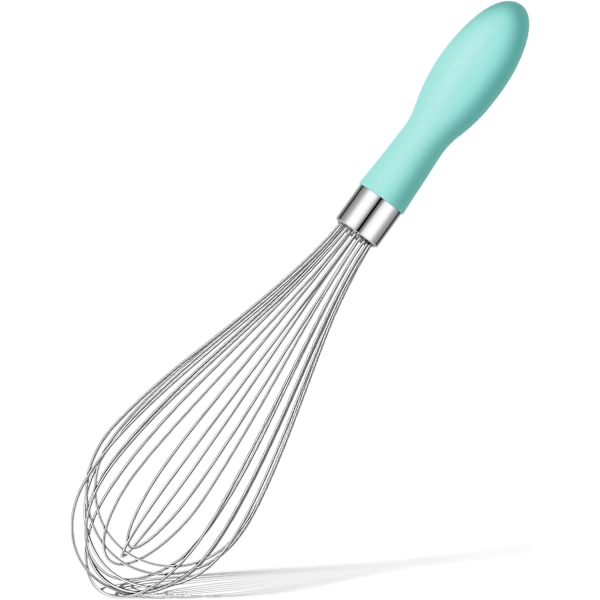 12-tommer piskeris i rustfrit stål, ballonpiskeris til madlavning, piskeredskab med blødt silikonehåndtag, tykt, holdbart piskeris til blanding, piskning Mint Green