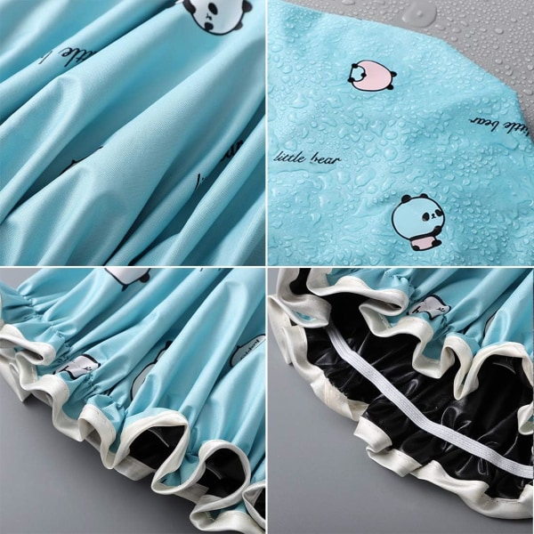 Caps, Tompig 2-pakker vanntette badehetter, elastisk bånd dusjhette vanntett for kvinner dusj spa (blå, grå) Blue,Grey, Grey 2 Count (Pack of 1)