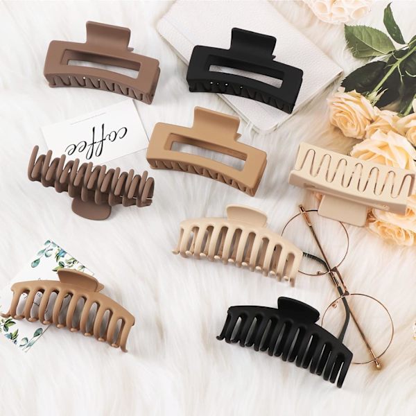 Store hårklyper for tykt hår, 8 stk 11 cm, store hårklyper for kvinner og jenter, holdbare, sklisikre klyper for krøllete hår Neutral