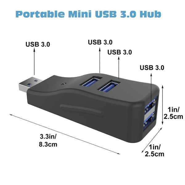 USB 3.0 Hub, Bærbar 4-Port USB Splitter, Høj Hastigheds Splitter