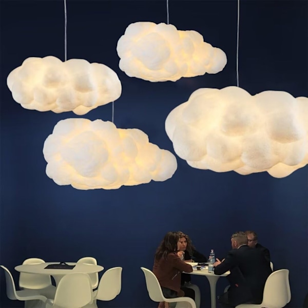 Simulation Cloud Hanging Light Creative Cotton Cloud Chandelier Ceiling Lamp Decorative Cloud Ceiling Lamp Hanging (30*20CM)