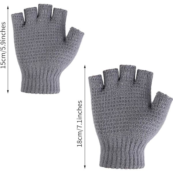 2 Par Fingerløse Anti-Skrid Sikre Handsker Strikket Strækbare Handsker til Mænd og Kvinder Black, Grey L