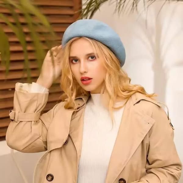 Basker-beret for kvinner - Gul - 100% ull - One Size - Parisisk stil