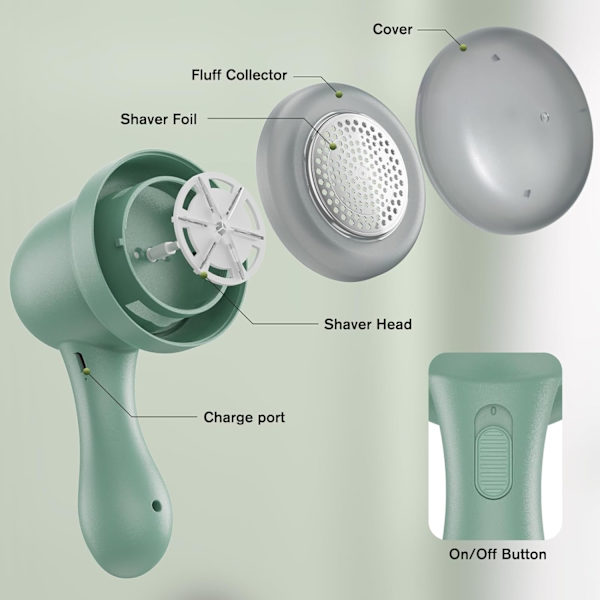 Tyg Rakapparat, Bärbar Ludd Remover med 2 Utbytbara Blad, USB Laddningsbar Fluff Remover Bobble Remover för Kläder Tyg, Blå Mldmquk08312