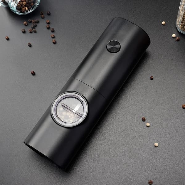 Electric Pepper Grinder or Salt Grinder, Battery Operated Automatic Pepper Mill, Refillable Salt Mill, One-Hand Operation