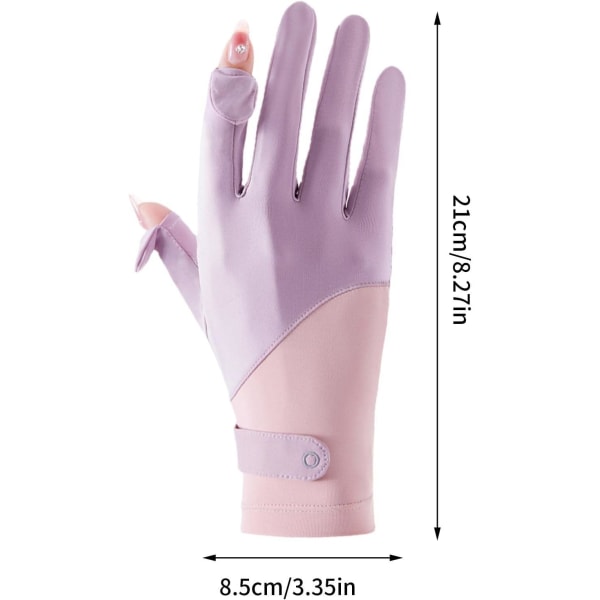 Silkkihanskat - Splicing Ice Silk Sun Protection Gloves, Purppura