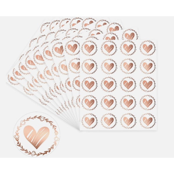 6 Förslutningsetiketter för Kuvert - 3,2 cm Hjärtformade Förslutningsetiketter Självhäftande Kuvert, Transparenta Hjärtformade Kuvertetiketter (Roséguld)