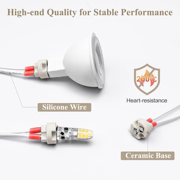 MR16 GU5.3/G4 Socket, Double Pin Base, Compatible with 12V Halogen/LED Bulbs, Ceramic Socket, 12-Pack.