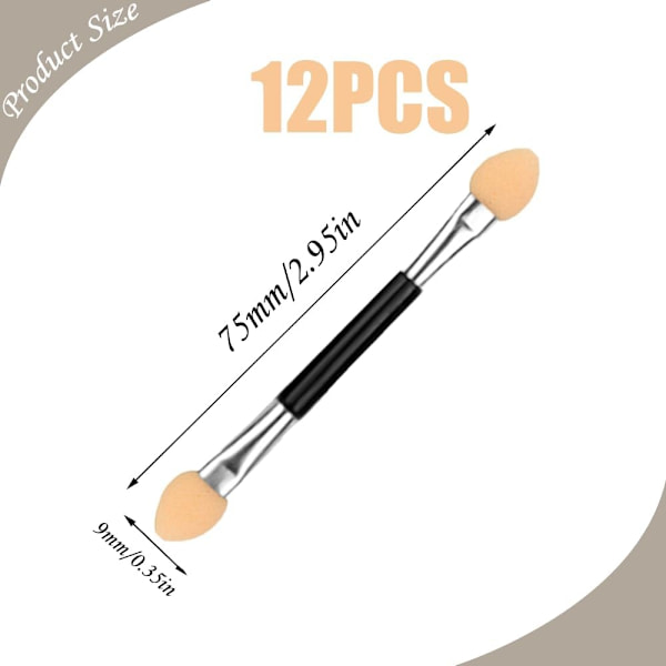 Eye Shadow Brushes, 12-Piece Set, Double-Sided Sponge Eye Shadow Applicators