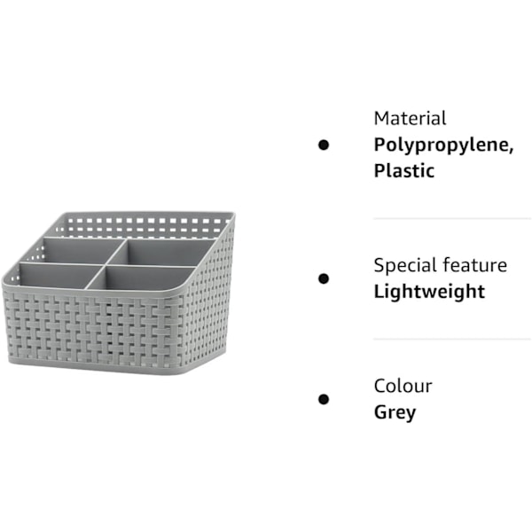 Oppbevaringskurv, Kosmetikkboks Organizer, Plast Oppbevaringsboks Skrivebord 5 Rutenett Under-rutenett Oppbevaringsboks Multifunksjonell Oppbevaring for Skrivebord Kontor Soverom C Grey 5 Grid