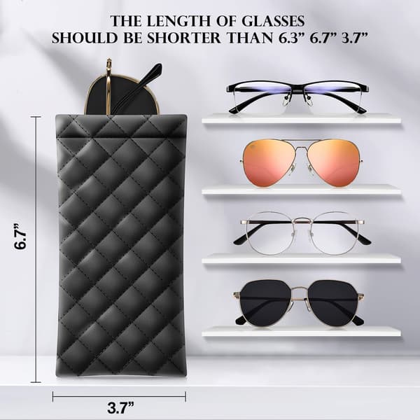 Solglasögonfodral - Portabelt förvaringsfodral för solglasögon, mjuka PU-läderglasögon, 2-pack