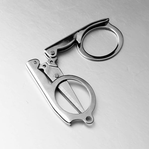 Rustfrit stål folde saks bærbar foldbar rejse saks metal saks til håndværk, syning 10,5 cm (2 pakker) Silver