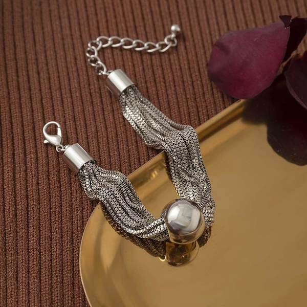 Kraftig geometrisk sfære choker halskæde kæde og armbånd tykke halskæder håndkæder punk smykker til kvinder og piger BraceletsSilver