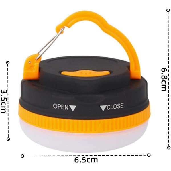 Camping Lykta 3 st Vattentät LED Tältlampa med Magnetisk Bas Utomhus Campinglampor Batteridriven Tältlampa 3 Lägen för Vandring, Fiske Black