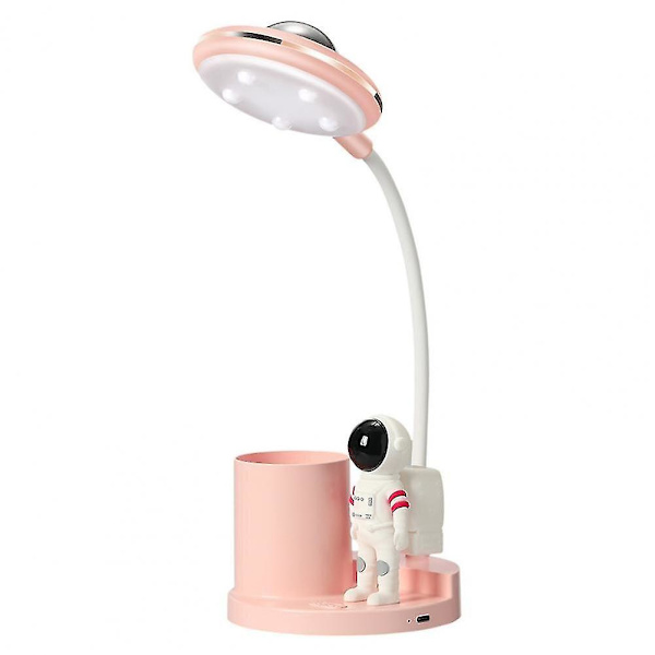 Projektionsnatlys til Børn, Astronaut Sød Lille Skrivebordslampe med Penneholder, Øjenvenlig Studie Bordlampe