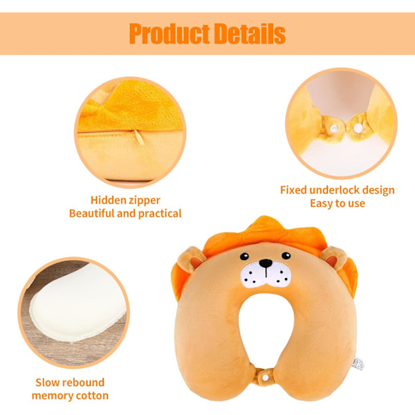 Pute Cartoon Dyre Nakkestøtte Pute 30 * 30cm Memory Foam Nakkepute U-formet Elastisk Barn Reisepute Bærbar U-formet Pude for J 30*30cm