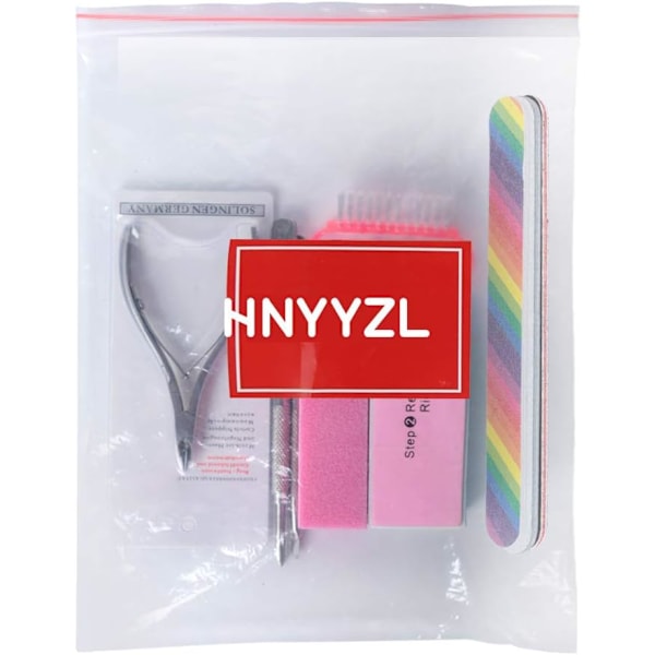 Nagelfilset - 3 st dubbelsidig nagelfil, rektangulär nagelbuffer, bufferblocksvamp polerad, nagelborste, kommer med nagelbandstång och tryck Pink